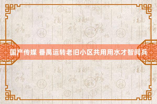 国产传媒 番禺运转老旧小区共用用水才智阅兵