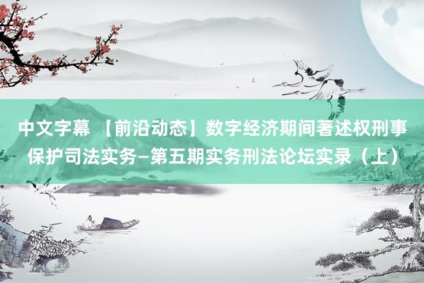 中文字幕 【前沿动态】数字经济期间著述权刑事保护司法实务—第五期实务刑法论坛实录（上）