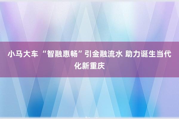 小马大车 “智融惠畅”引金融流水 助力诞生当代化新重庆