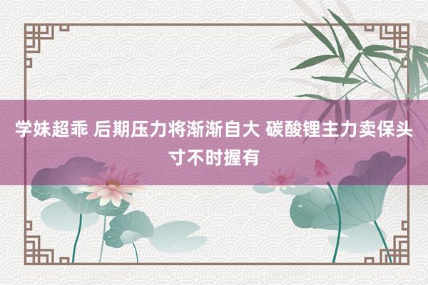 学妹超乖 后期压力将渐渐自大 碳酸锂主力卖保头寸不时握有