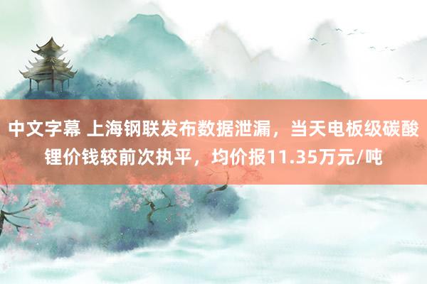 中文字幕 上海钢联发布数据泄漏，当天电板级碳酸锂价钱较前次执平，均价报11.35万元/吨