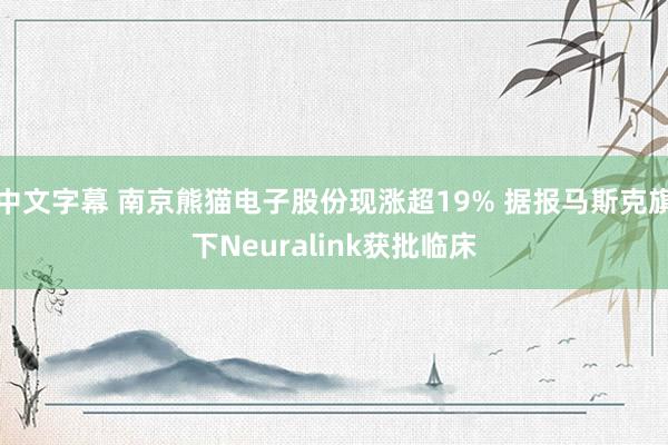 中文字幕 南京熊猫电子股份现涨超19% 据报马斯克旗下Neuralink获批临床