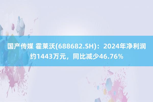 国产传媒 霍莱沃(688682.SH)：2024年净利润约1443万元，同比减少46.76%